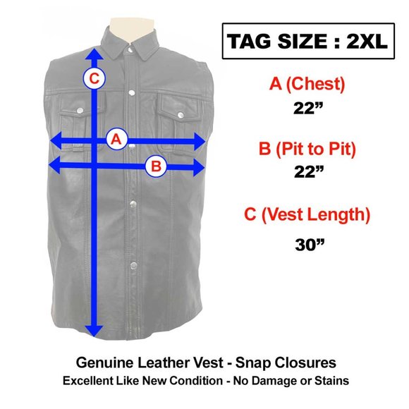 Kookie Leather Vest 2 Pocket Snaps - Picture 13 of 14